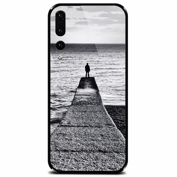 Husa din sticla securizata pentru Huawei P20 Pro, Abstract Dock Man Grey Husa din sticla securizata pentru Huawei P20 Pro, Abstract Dock Man Grey