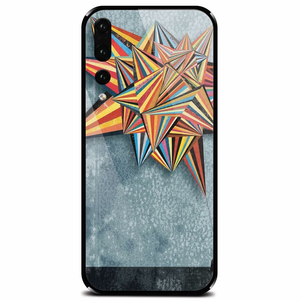 Husa din sticla securizata pentru Huawei P20 Pro, Abstract Colorful Balloon Triangles