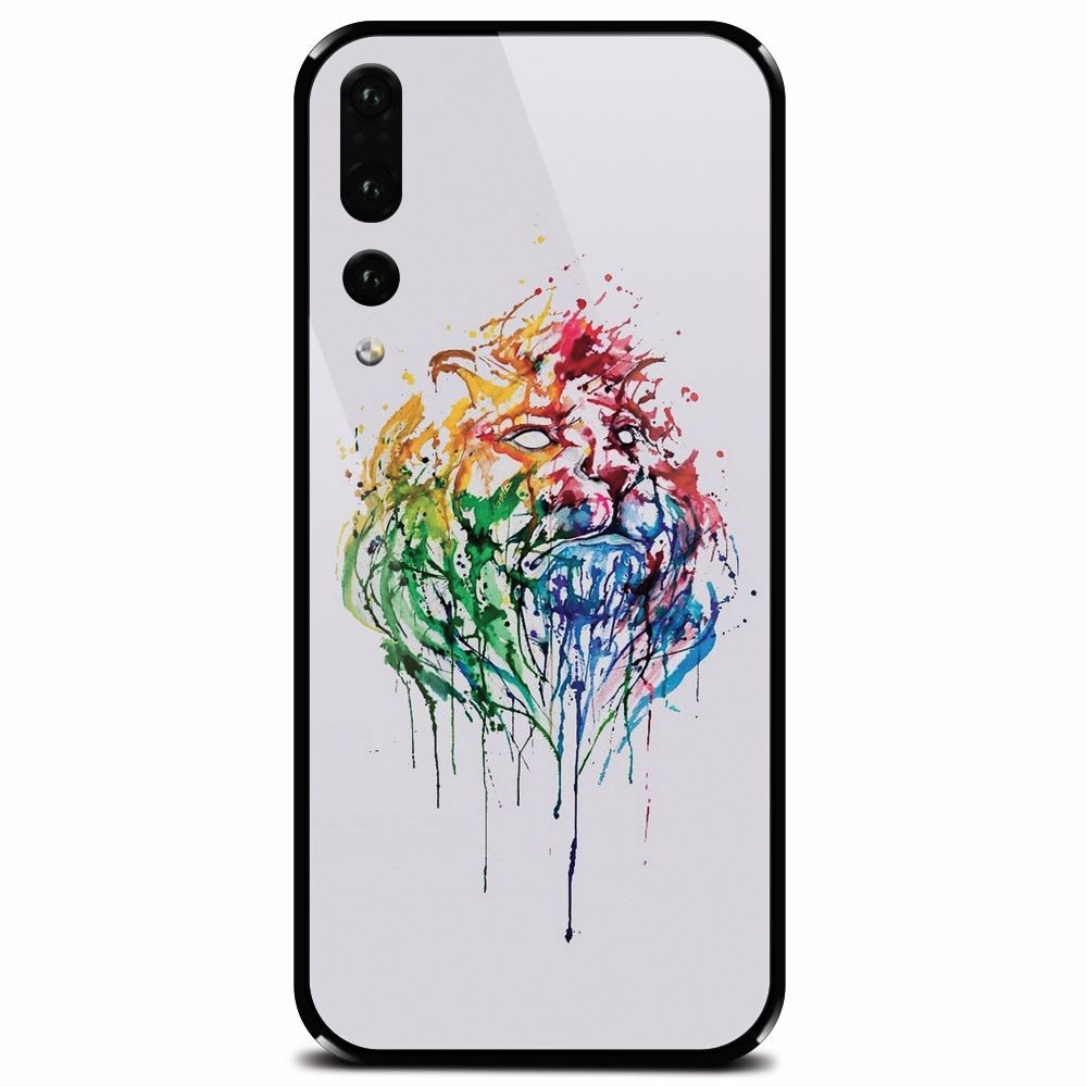 Husa din sticla securizata pentru Huawei P20 Pro, Paint Illustration Lion Head