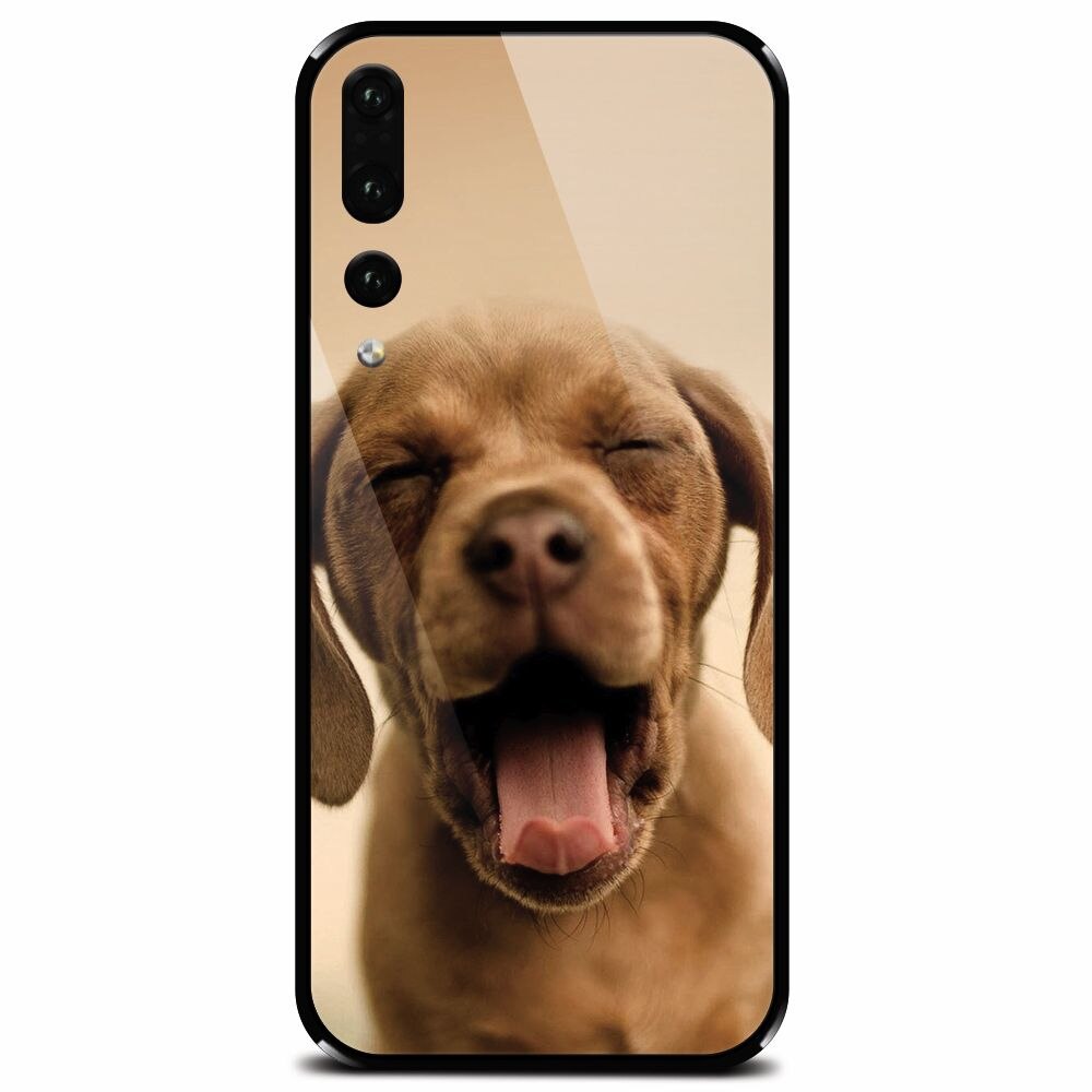 Husa din sticla securizata pentru Huawei P20 Pro, Cute Yawning Puppy