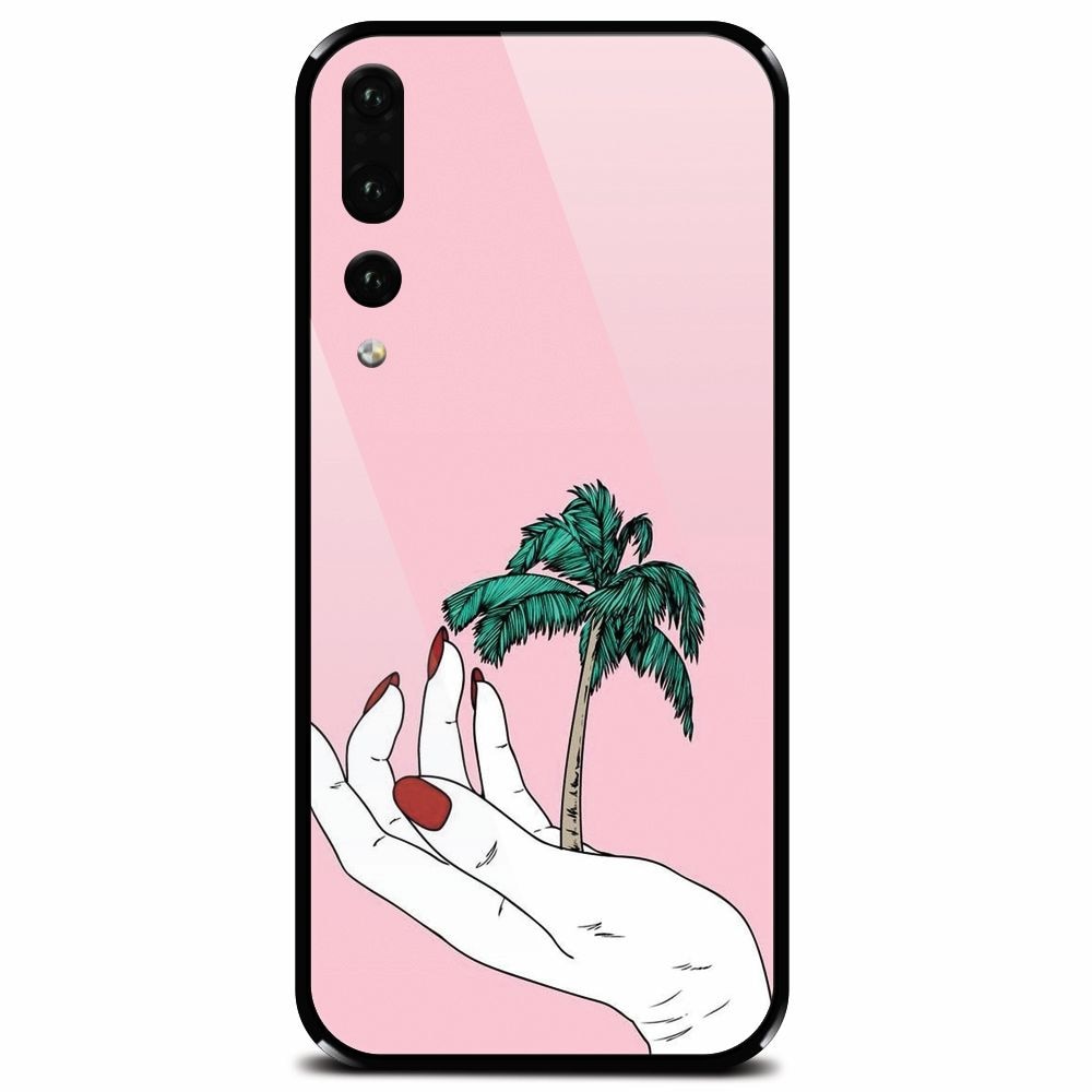 Husa din sticla securizata pentru Huawei P20 Pro, Palm Tree