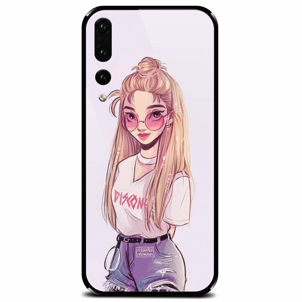 Husa din sticla securizata pentru Huawei P20 Pro, Girl Look