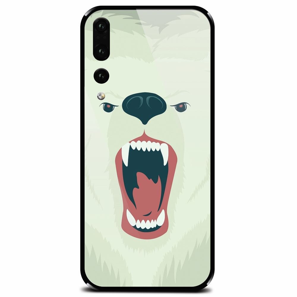 Husa din sticla securizata pentru Huawei P20 Pro, Fierce Polar Bear Winter