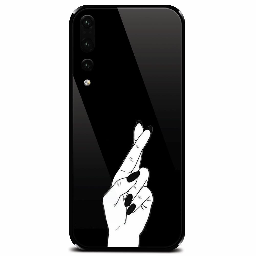 Husa din sticla securizata pentru Huawei P20 Pro, Finger Cross