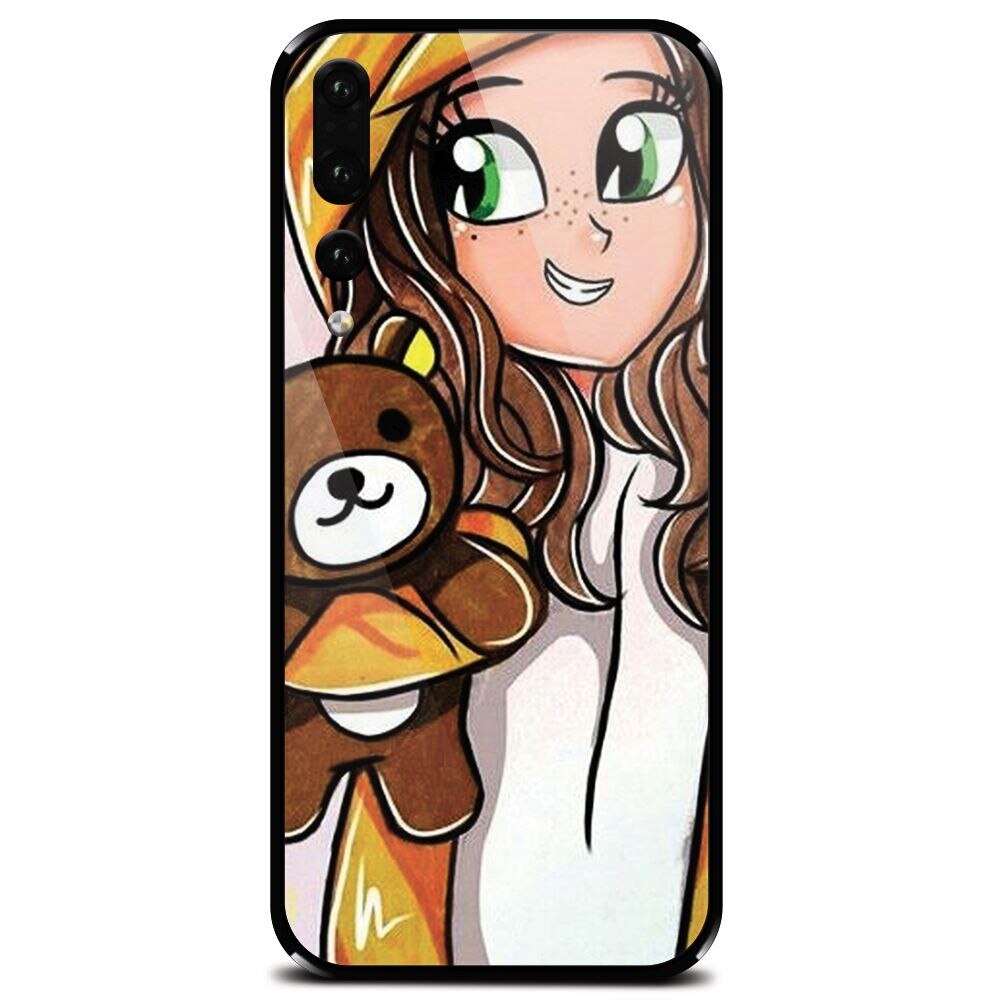 Husa din sticla securizata pentru Huawei P20 Pro, Girl With Little Bear