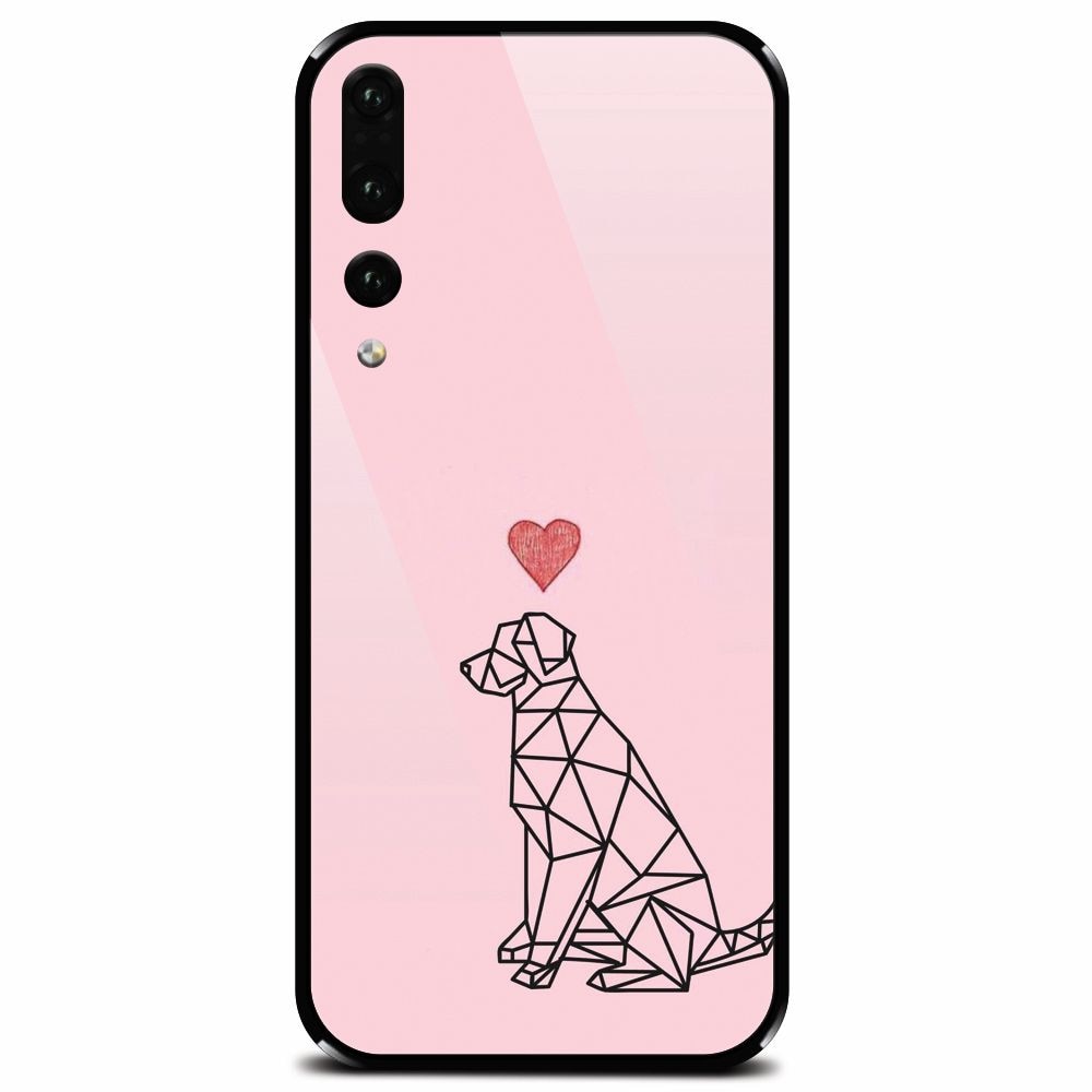 Husa din sticla securizata pentru Huawei P20 Pro, Love Dog