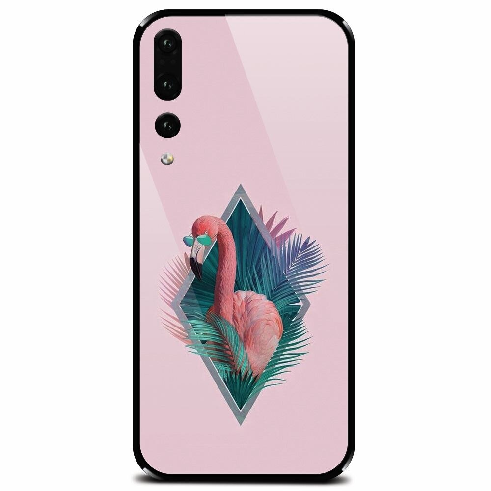 Husa din sticla securizata pentru Huawei P20 Pro, Flamingo With Sunglass