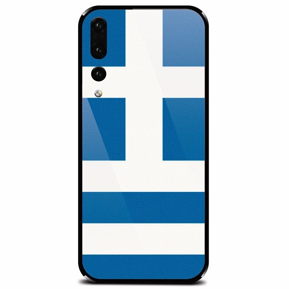 Husa din sticla securizata pentru Huawei P20 Pro, Greece Flag