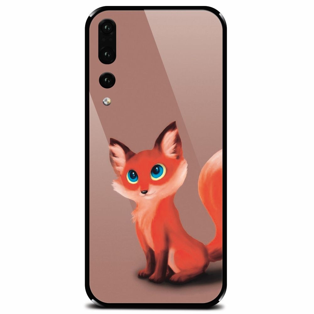 Husa din sticla securizata pentru Huawei P20 Pro, Fox Cartoon Animal And