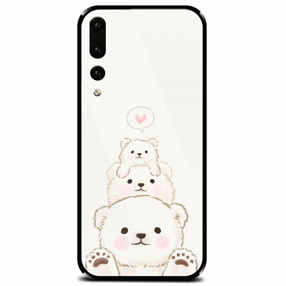 Husa din sticla securizata pentru Huawei P20 Pro, Family Bear
