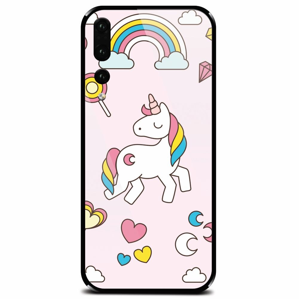 Husa din sticla securizata pentru Huawei P20 Pro, Cute Unicorn