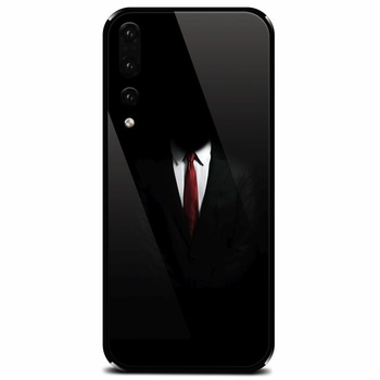Husa din sticla securizata pentru Huawei P20 Pro, Mystery Man In Suit Husa din sticla securizata pentru Huawei P20 Pro, Mystery Man In Suit