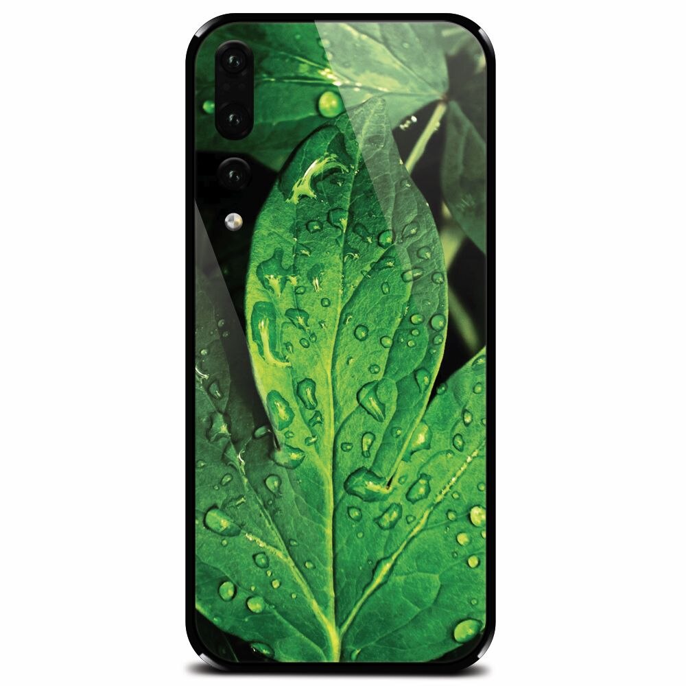 Husa din sticla securizata pentru Huawei P20 Pro, Leaves And Dew