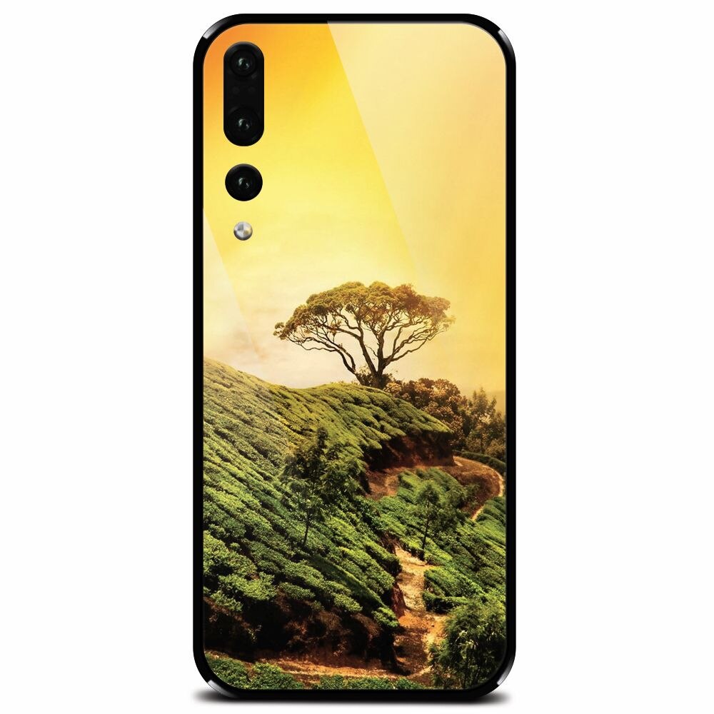 Husa din sticla securizata pentru Huawei P20 Pro, Hill Top Tree Golden Light