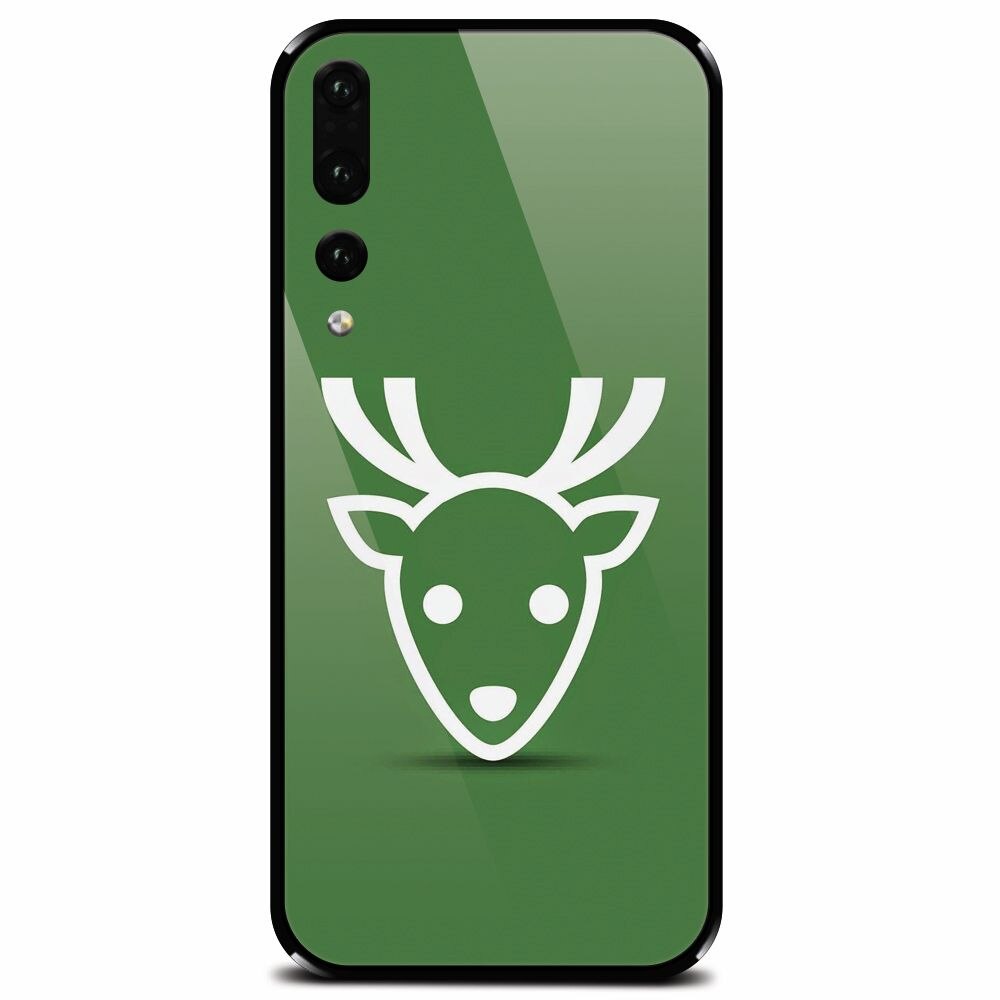 Husa din sticla securizata pentru Huawei P20 Pro, Minimal Reindeer Illustration Green