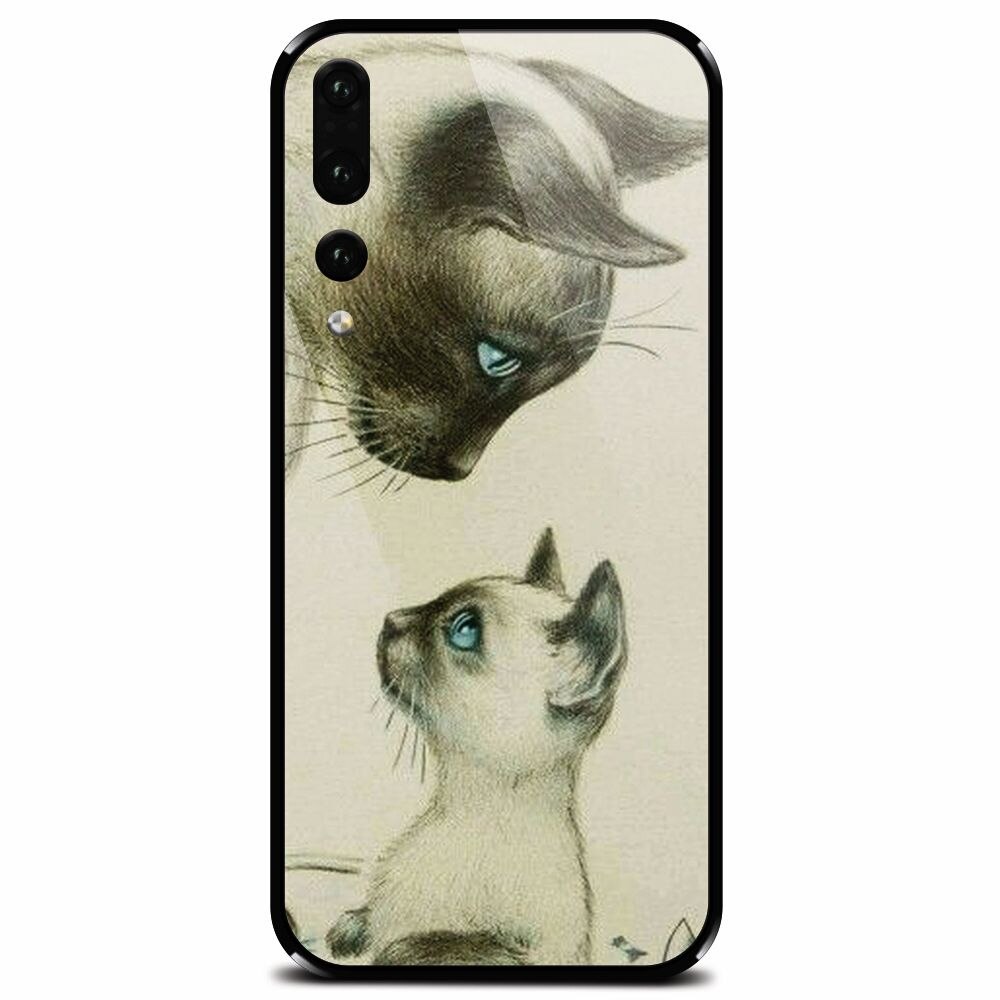Husa din sticla securizata pentru Huawei P20 Pro, Little Cat