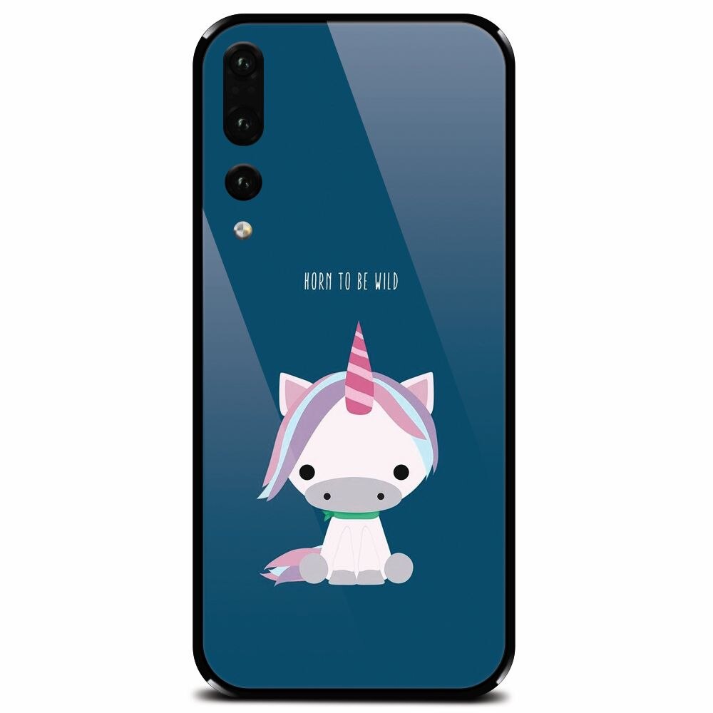 Husa din sticla securizata pentru Huawei P20 Pro, Horn To Be Wild Cute Unicorn