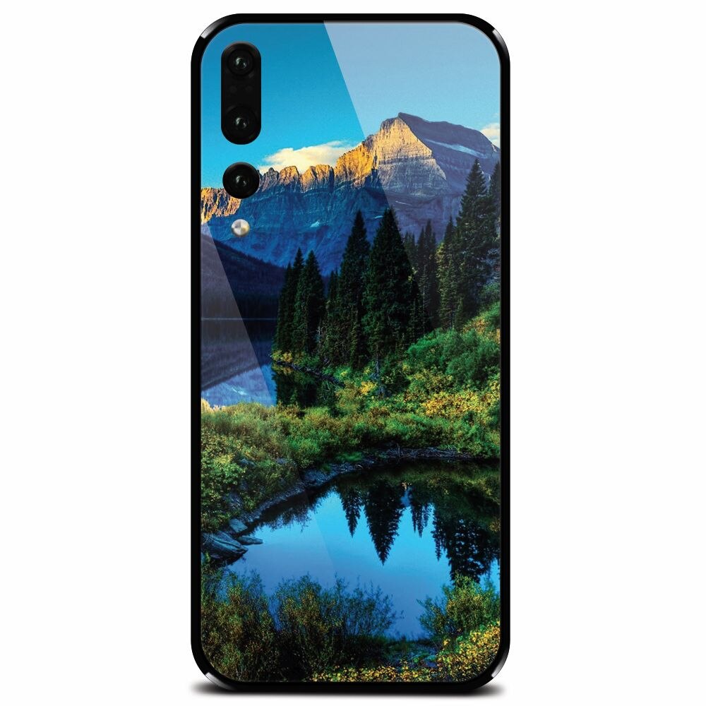 Husa din sticla securizata pentru Huawei P20 Pro, HDR Mountains Lake