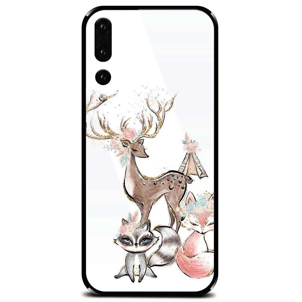 Husa din sticla securizata pentru Huawei P20 Pro, Foxs And Deer