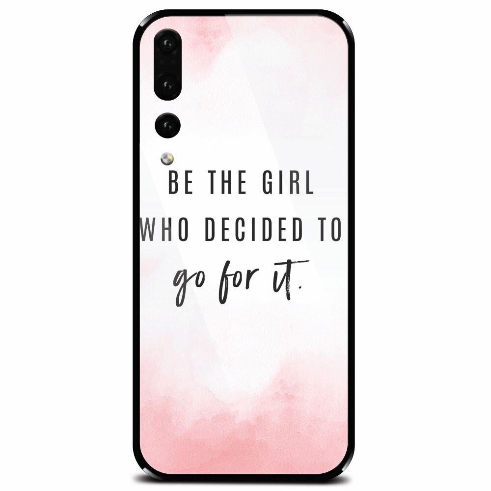 Husa din sticla securizata pentru Huawei P20 Pro, Quotes Pink