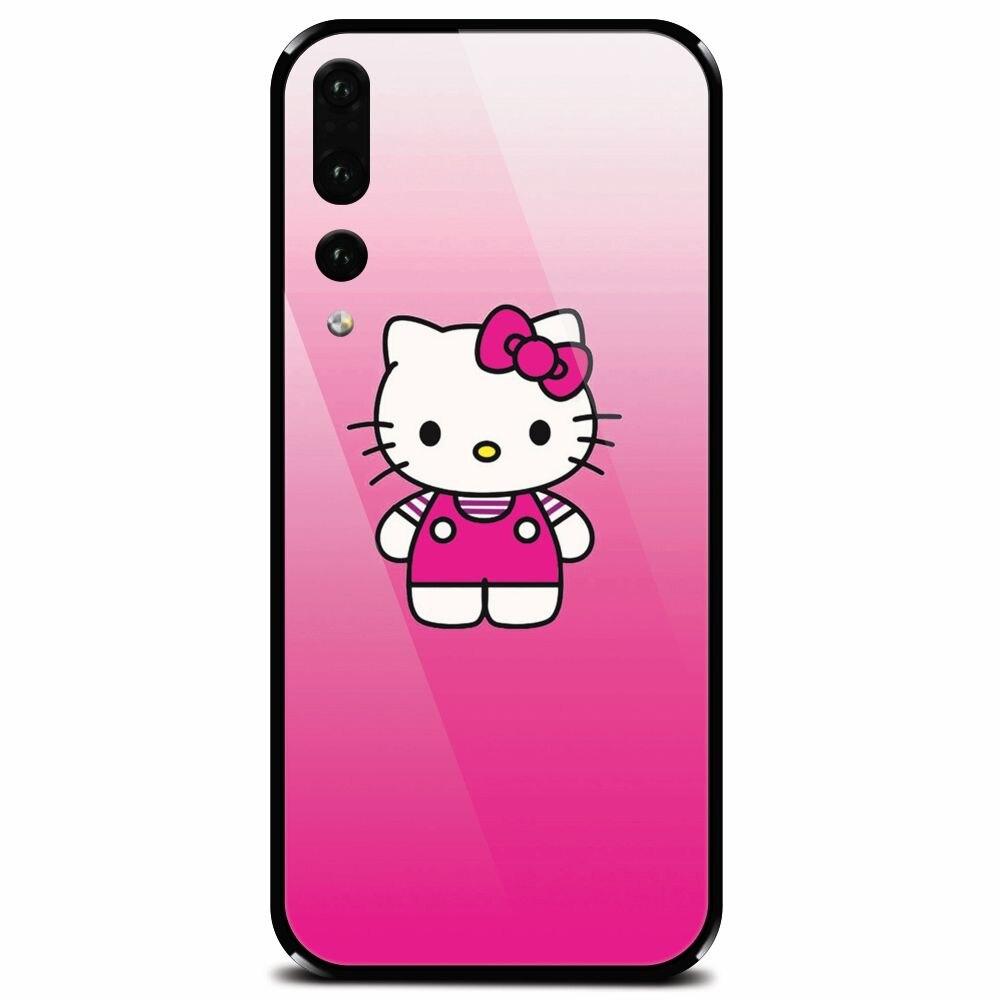 Husa din sticla securizata pentru Huawei P20 Pro, Cute Pink Catty