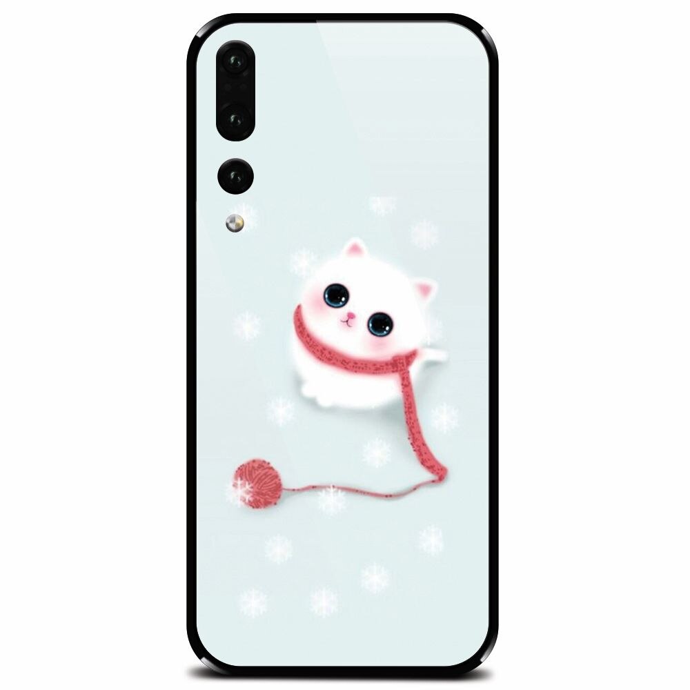 Husa din sticla securizata pentru Huawei P20 Pro, Cute Cat