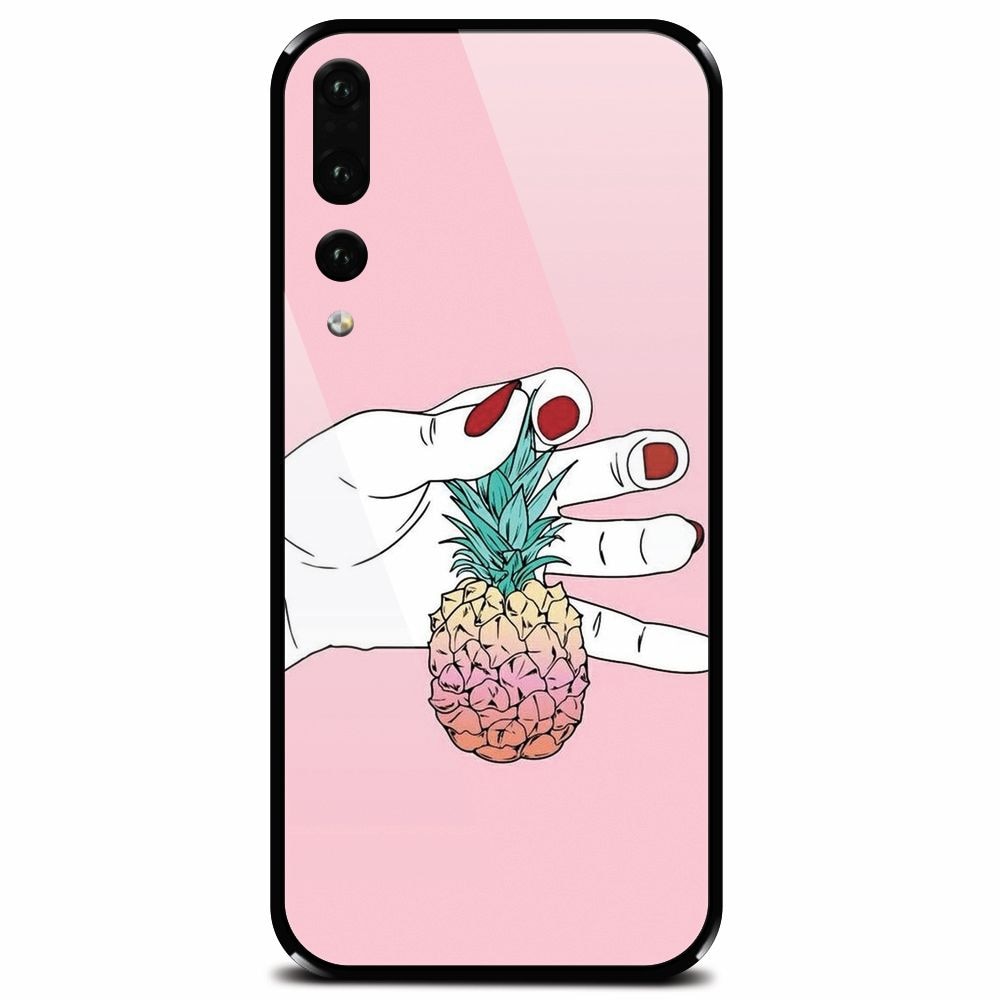 Husa din sticla securizata pentru Huawei P20 Pro, Rainbow Pinepple