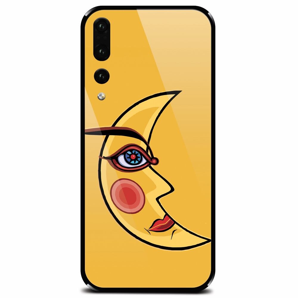 Husa din sticla securizata pentru Huawei P20 Pro, Yellow Moon
