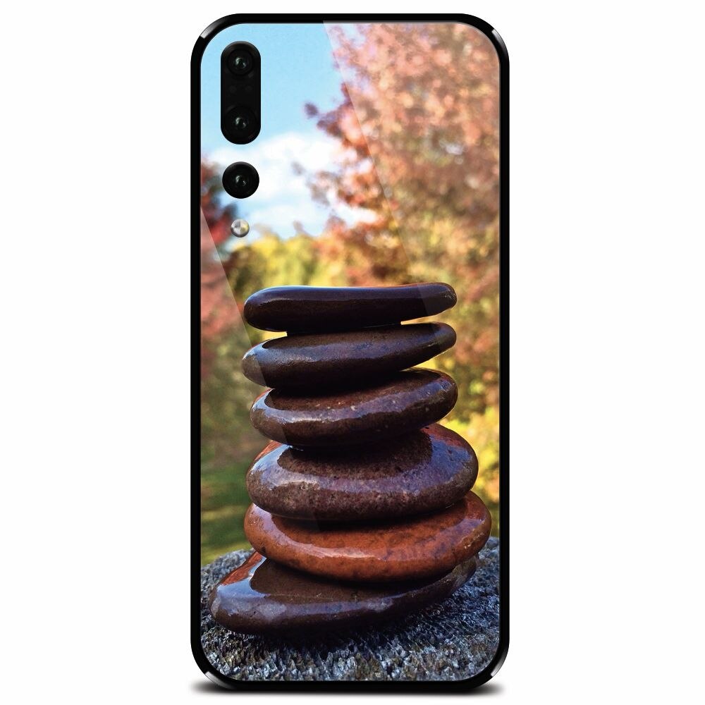 Husa din sticla securizata pentru Huawei P20 Pro, Stacking Stones