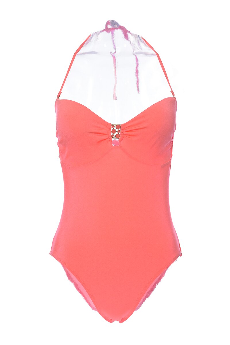Costum de baie intreg, Lux, Uni, Intimamoda CU52, Roz/Portocaliu