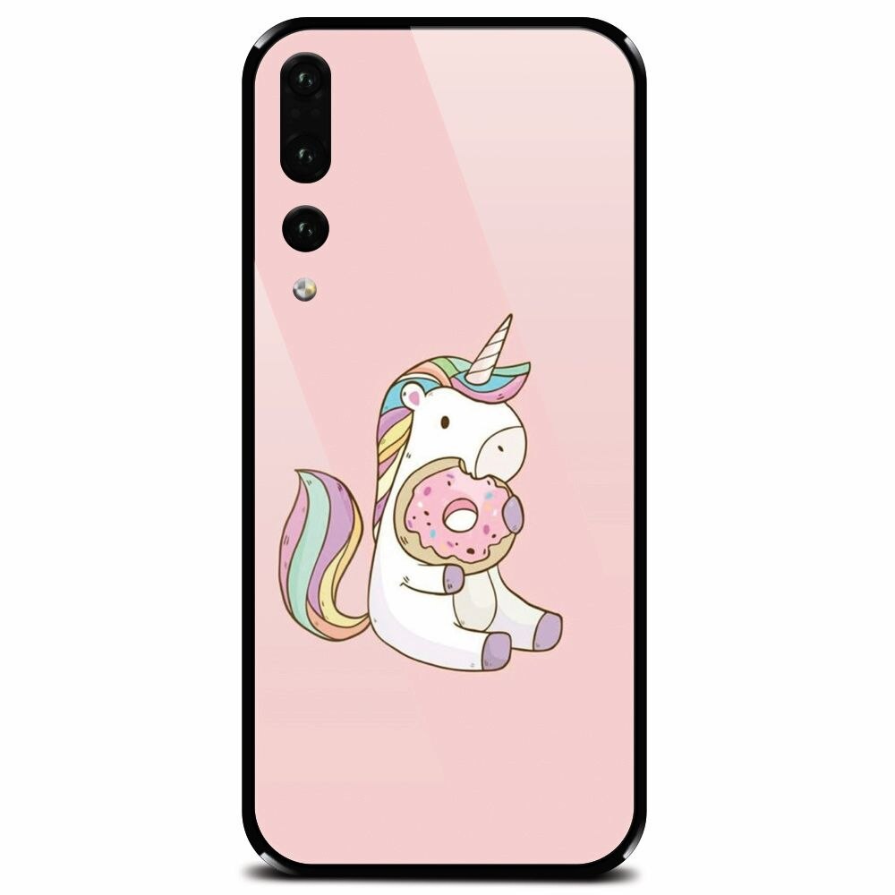 Husa din sticla securizata pentru Huawei P20 Pro, Unicorn Donuts