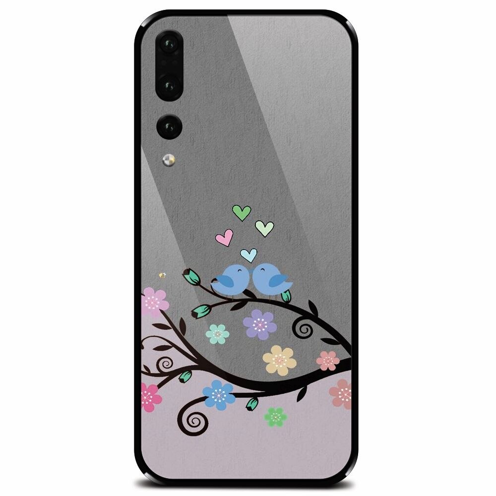 Husa din sticla securizata pentru Huawei P20 Pro, Bird Love