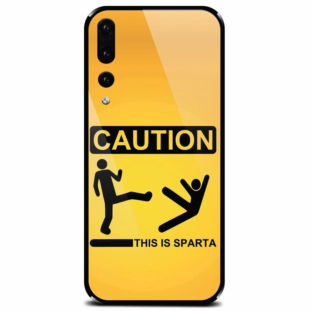 Husa din sticla securizata pentru Huawei P20 Pro, This Is Sparta Funny Illustration