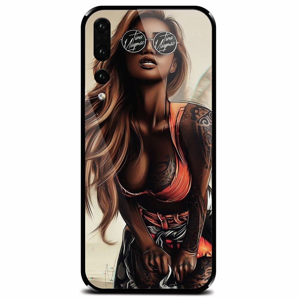 Husa din sticla securizata pentru Huawei P20 Pro, Tattoed Girl