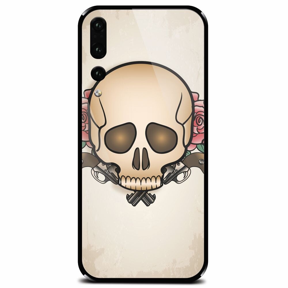 Husa din sticla securizata pentru Huawei P20 Pro, Skulls And Roses