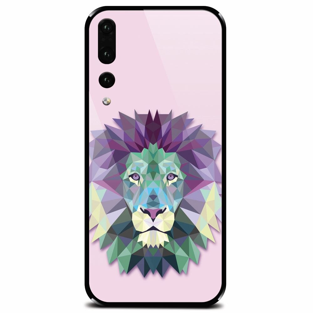 Husa din sticla securizata pentru Huawei P20 Pro, Polygon Lion
