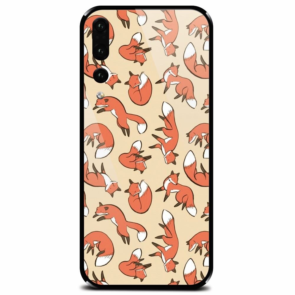Husa din sticla securizata pentru Huawei P20 Pro, Red Foxes