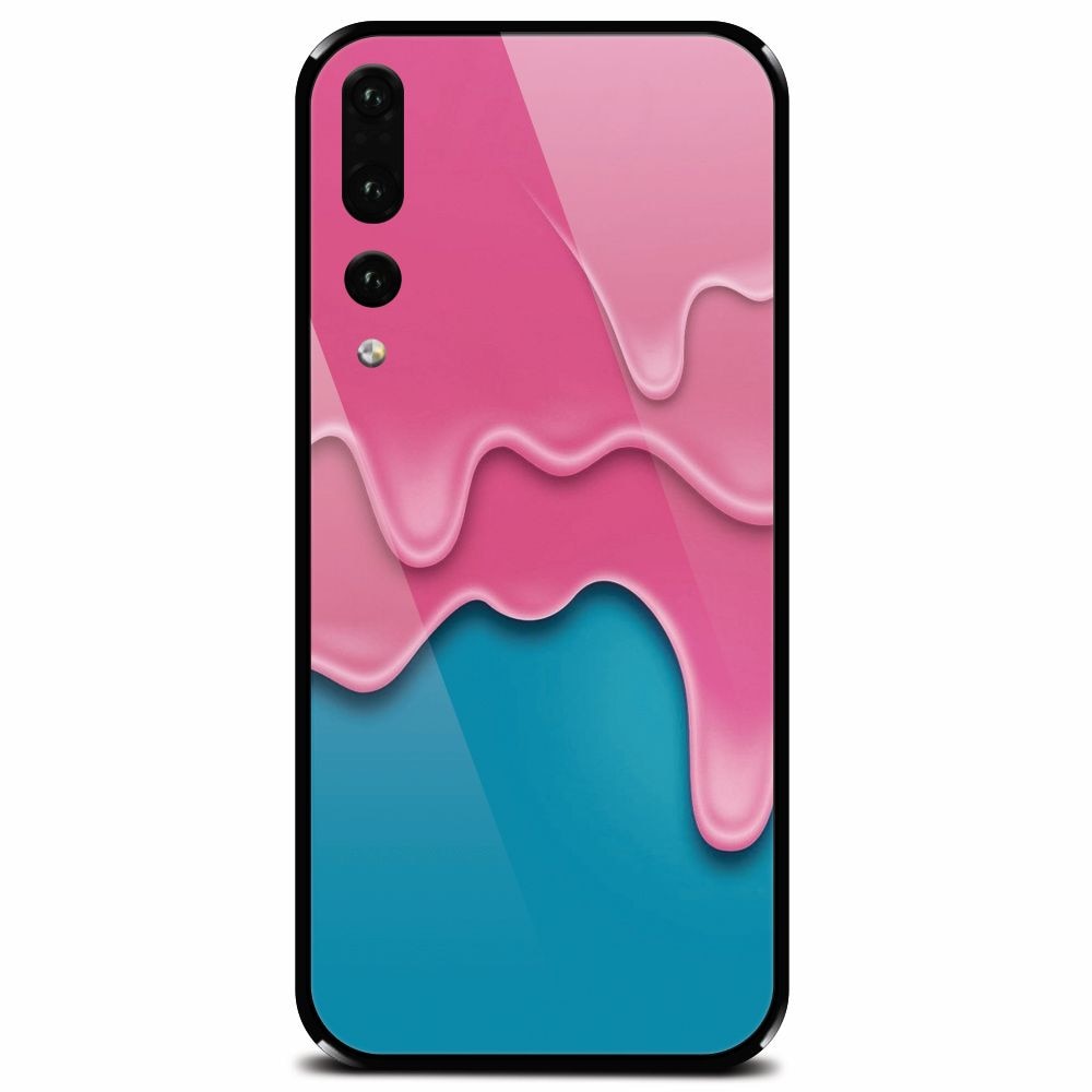 Husa din sticla securizata pentru Huawei P20 Pro, Pink Liquid Dripping