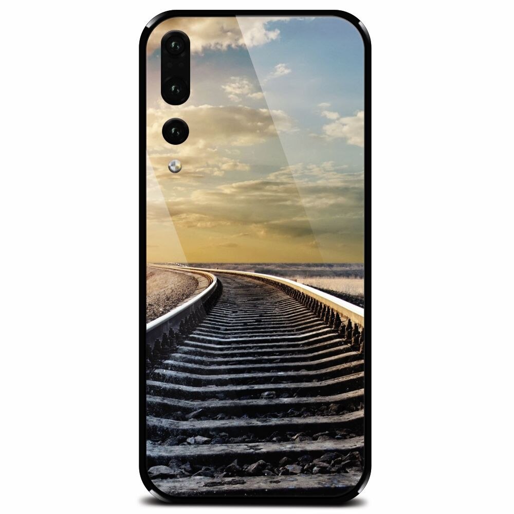 Husa din sticla securizata pentru Huawei P20 Pro, Railroad Horizon