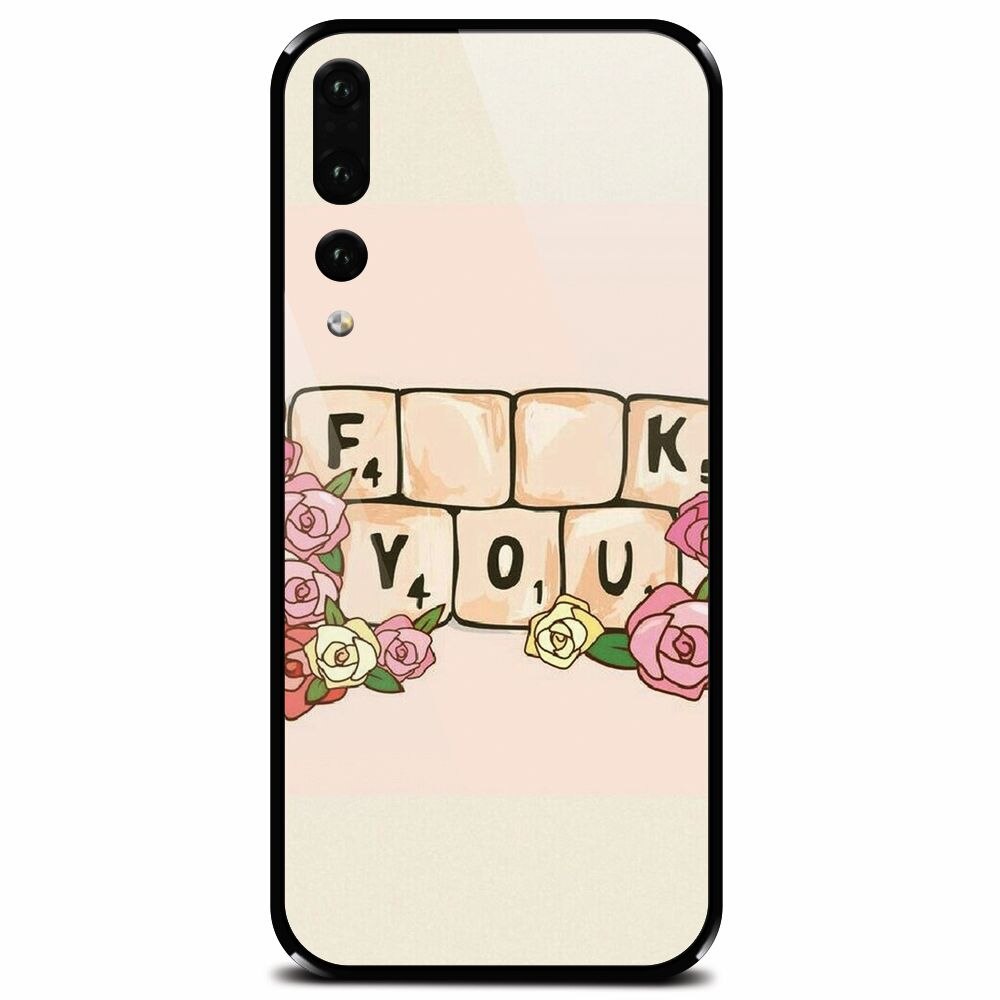 Husa din sticla securizata pentru Huawei P20 Pro, Scrabble