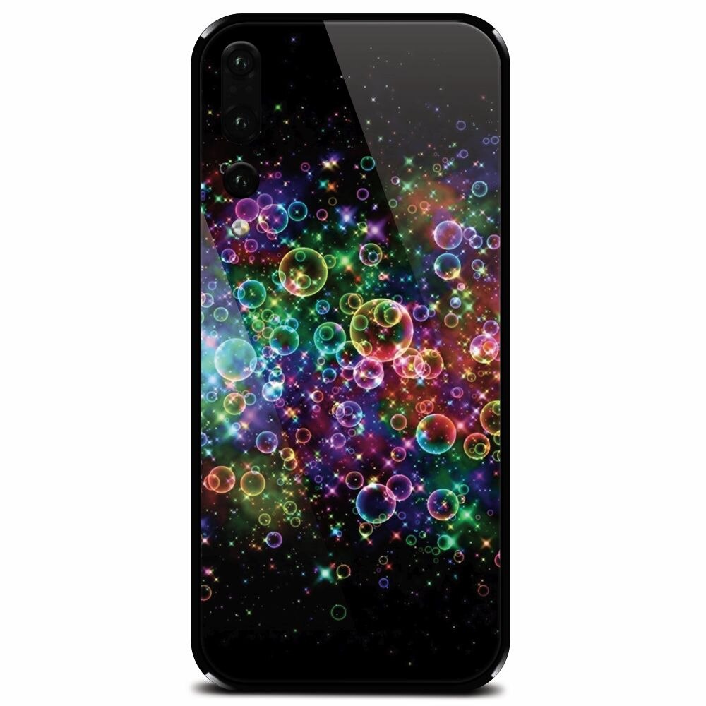 Husa din sticla securizata pentru Huawei P20 Pro, Rainbow Colored Soap Bubbles