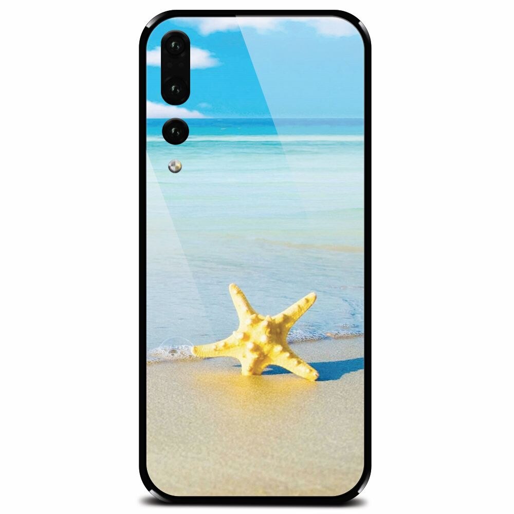 Husa din sticla securizata pentru Huawei P20 Pro, Starfish Beach