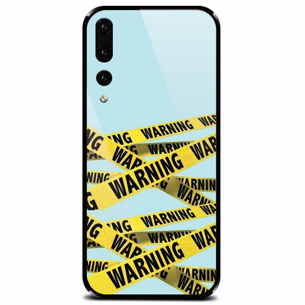 Husa din sticla securizata pentru Huawei P20 Pro, Warning
