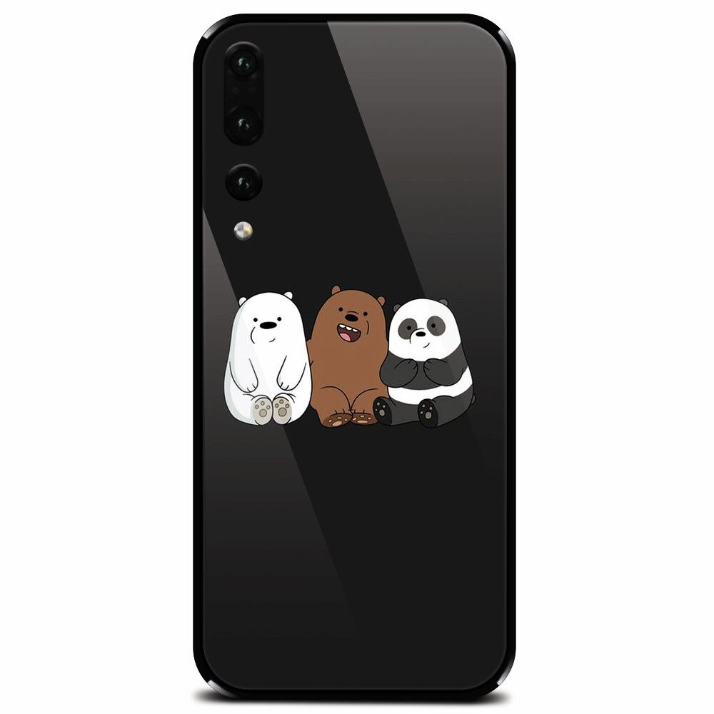 Husa din sticla securizata pentru Huawei P20 Pro, Bears