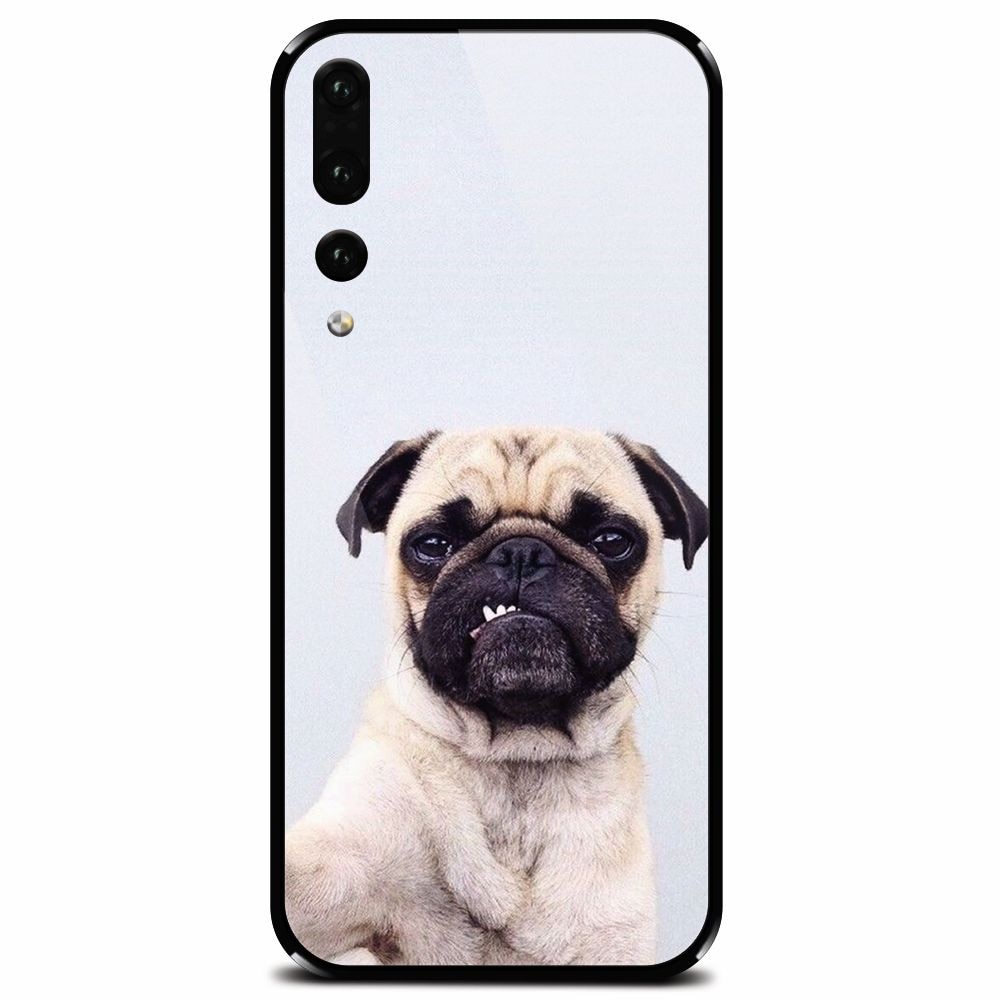 Husa din sticla securizata pentru Huawei P20 Pro, Simple Pug Selfie