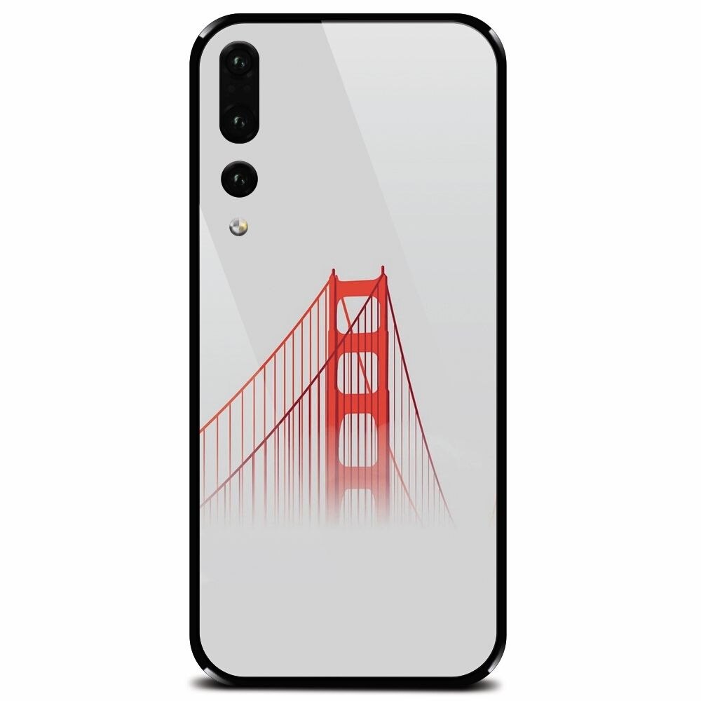 Husa din sticla securizata pentru Huawei P20 Pro, Red Bridge In Clouds