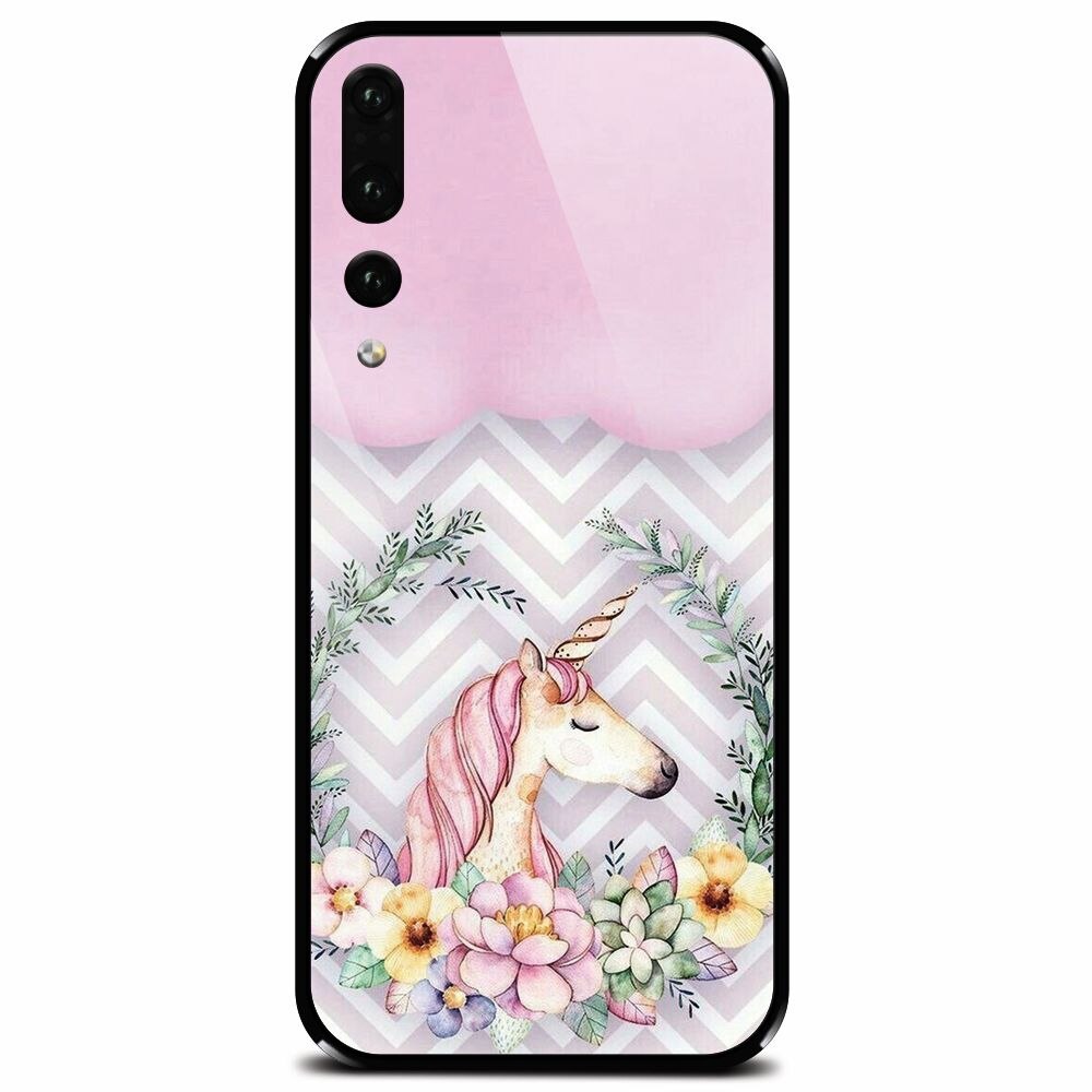 Husa din sticla securizata pentru Huawei P20 Pro, Aesthetic Unicorn
