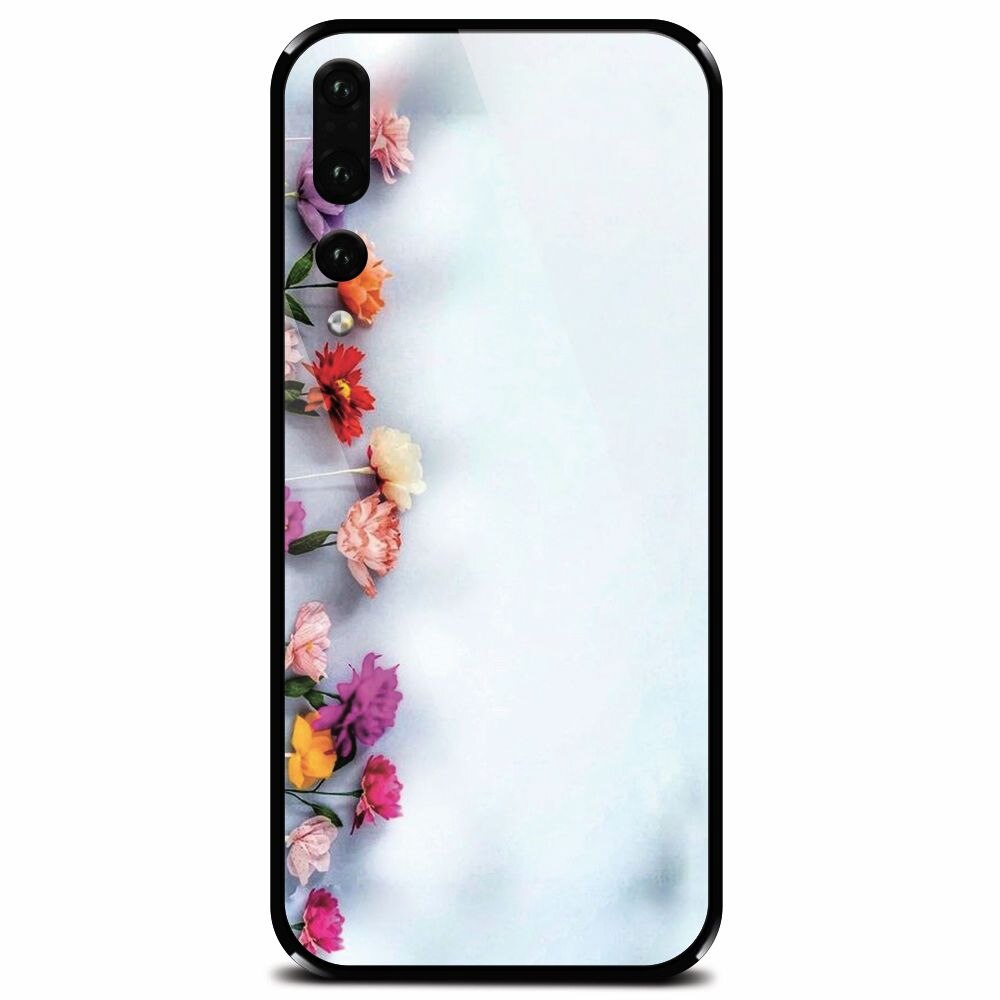 Husa din sticla securizata pentru Huawei P20 Pro, Flowers