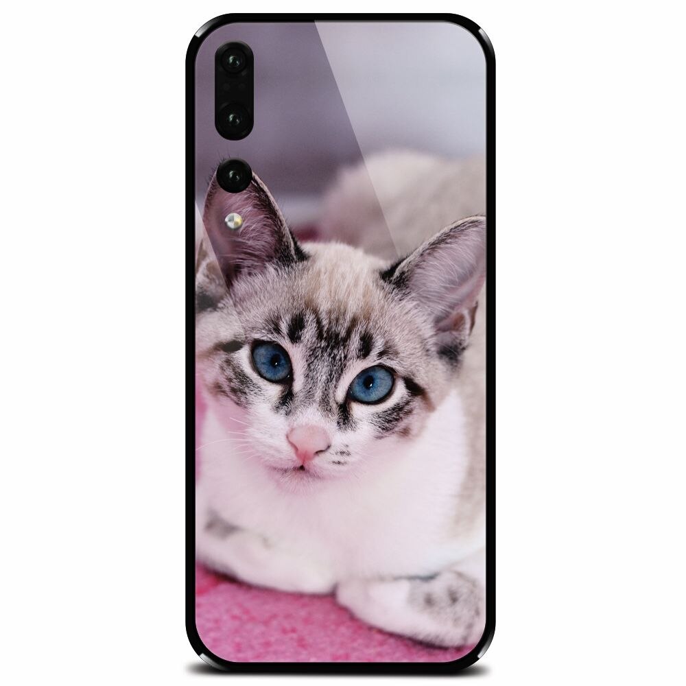 Husa din sticla securizata pentru Huawei P20 Pro, Siamese Kitty