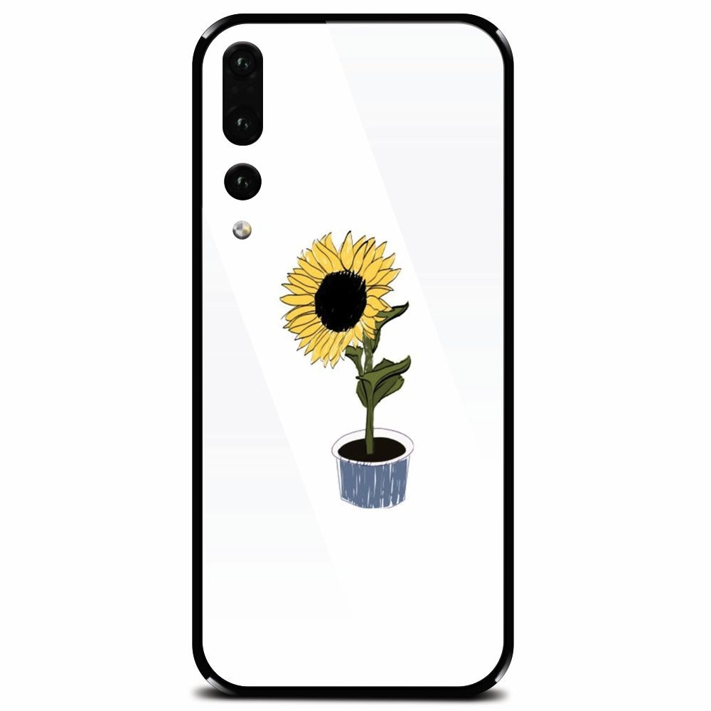 Husa din sticla securizata pentru Huawei P20 Pro, Sun Flower